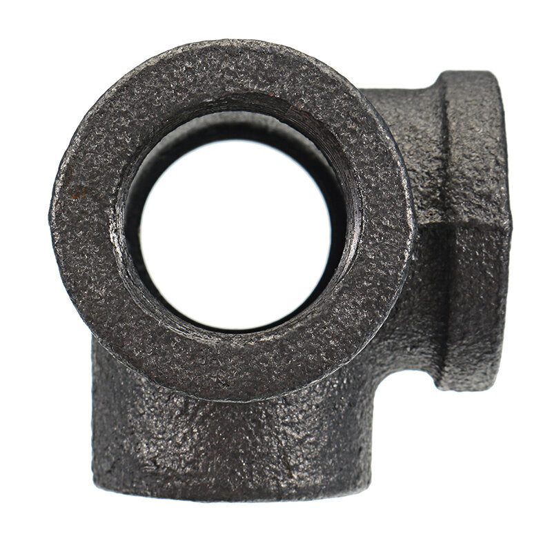 1/2" 3/4" 1" 4 Way Pipe Fitting Malleable Iron Black Side Outlet Tee Female Tube Connector