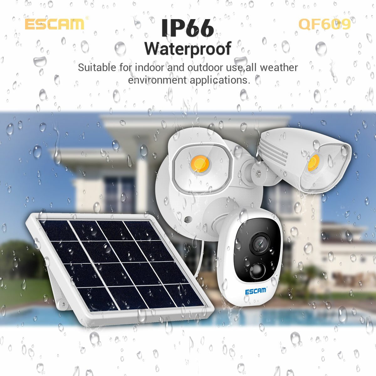 Solar Powered Floodlight 1080P Wireless Battery 1000LM Floodlight Cloud Storage Camera