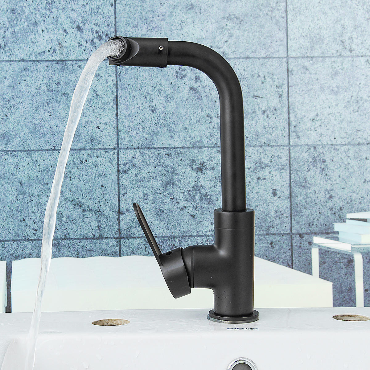 Kitchen Bathroom Basin Sink Faucet Bath Cold/Hot Mixer Water Tap 360 Rotation Black Matte