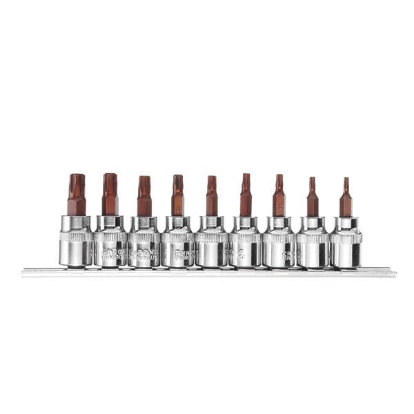 9Pcs 3/8 Inch Drive Sockets Set T10-T50 Five Angle Torx Screwdriver Bits Socket