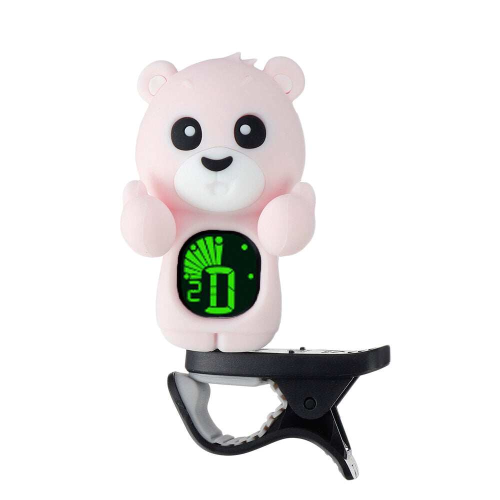 Acoustic Guitar Tuner Cute Cartoon Bear Clip-on Tuner Lcd Display for Guitar B Ukulele Violin Easy to Use