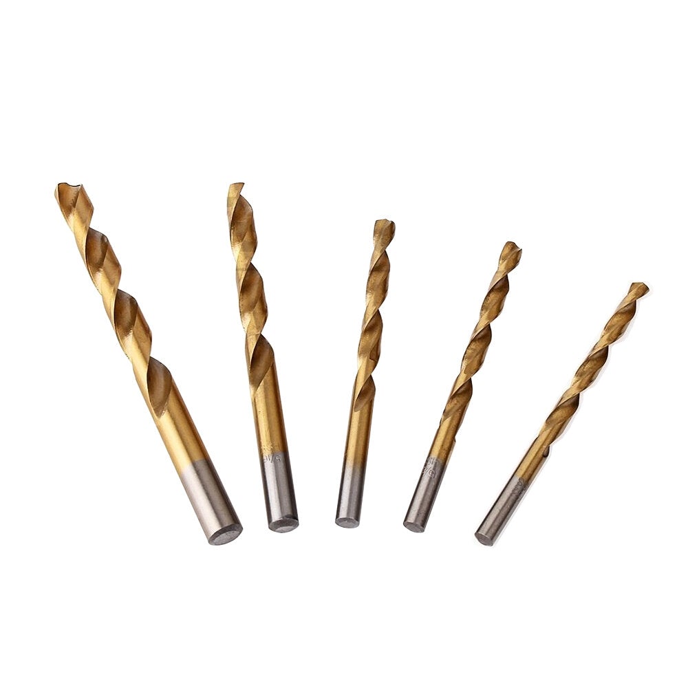 100/130pcs HSS Twist Drill Bit Set Titanium-Coated Bits Woodworking Masonry for Wood Steel