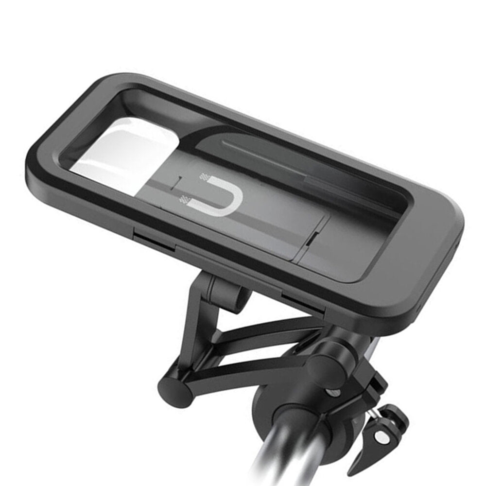 Universal Folding Motorcycle Phone Holder 360 Rotatable Waterproof Bike Handlebar Magnet Stand For 6.7inch Mobile Phone Mount Bag