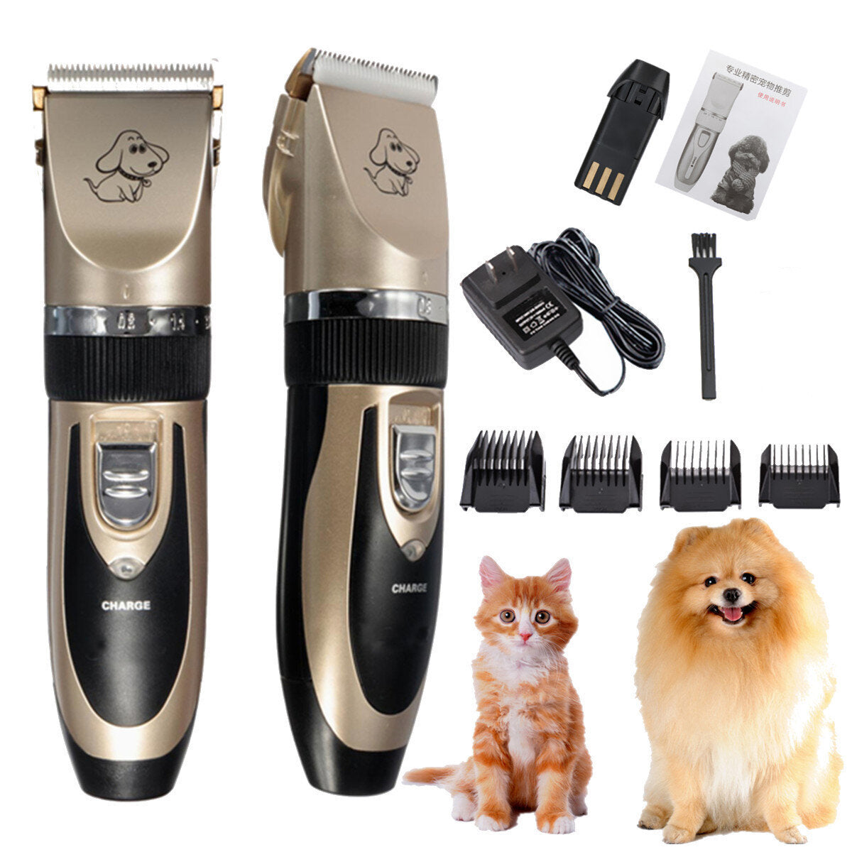 Pet Electric Clippers,Pevrosd Professional Mute Grooming Kit Animal Pet Cat Dog Hair Trimmer Clipper Shaver