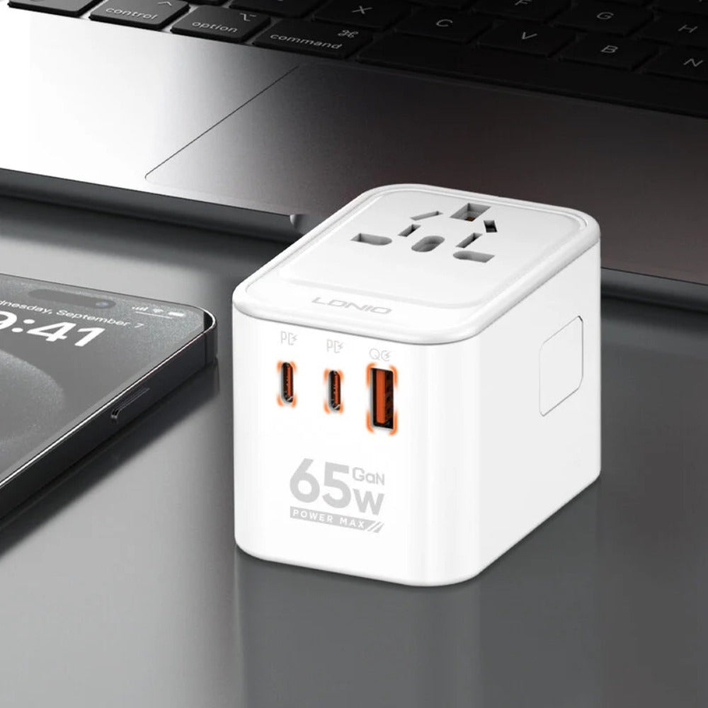 65W GaN 3-Port USB PD Charger: Fast Charging for iPhone, Hui, Samsung, Xiaomi