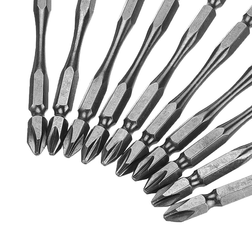 11pc 100mm PH2 S2 Alloy Steel Magnetic Double Head Electric Screwdriver Bit Set with B Type Magnetic Ring