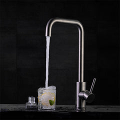 Stainless Steel Kitchen Basin Sink Faucet Tap 360 Rotation Hot Cold Mixer Single Handle Deck Mount