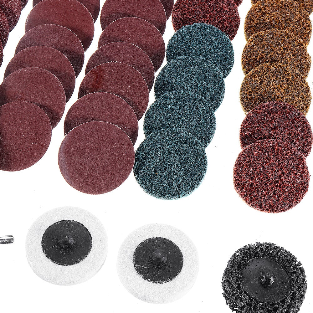 60pcs 50mm Mix Sanding Disc Set 2 Inch Roll Lock Surface Coarse Sandpaper Pad with Holder