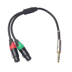 Audio Cable 6.35mm Male to Dual XLR Female Microphone Cable XLR Audio Cord 0.3m for Mic Tuning Mixer