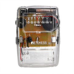 Transparent Portable AM FM Radio Pointer Tuning Support Headphone for Church Conference Guide