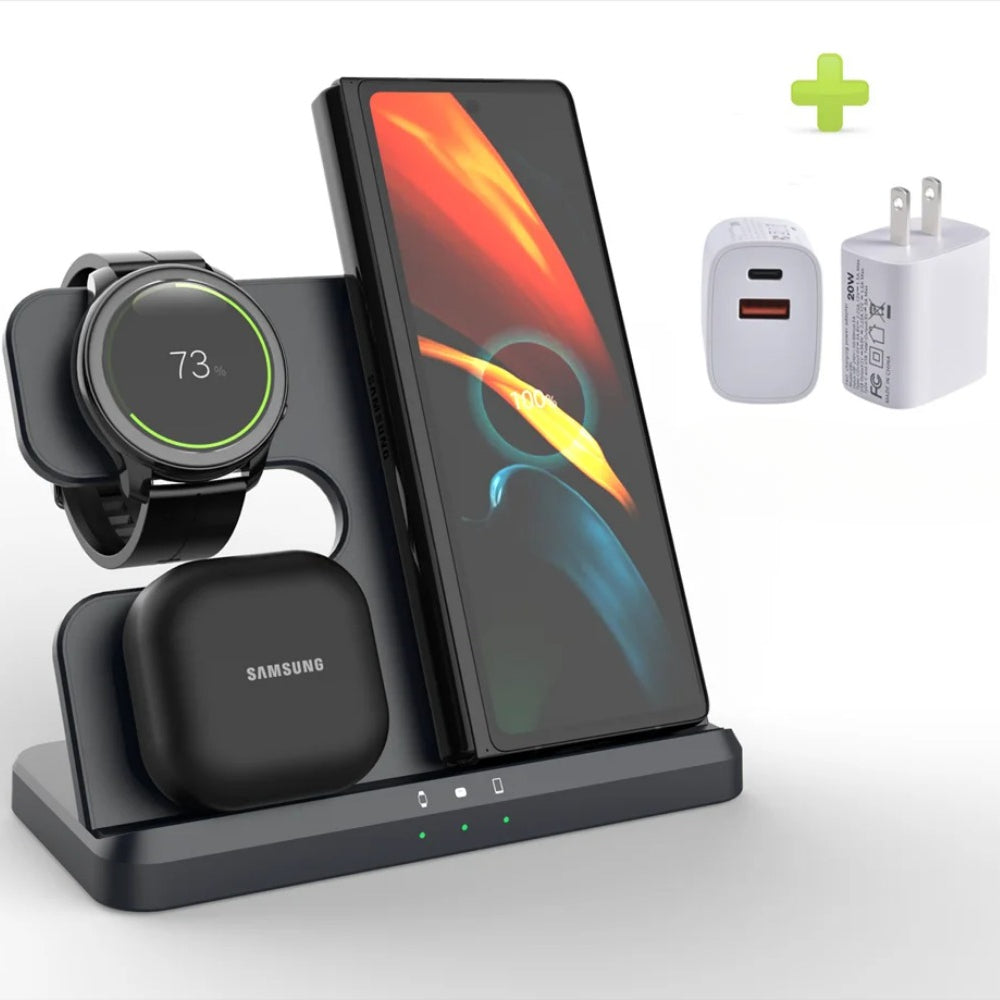 3-in-1 Wireless Charging Station for Samsung Galaxy Watch, S23 Ultra, Buds