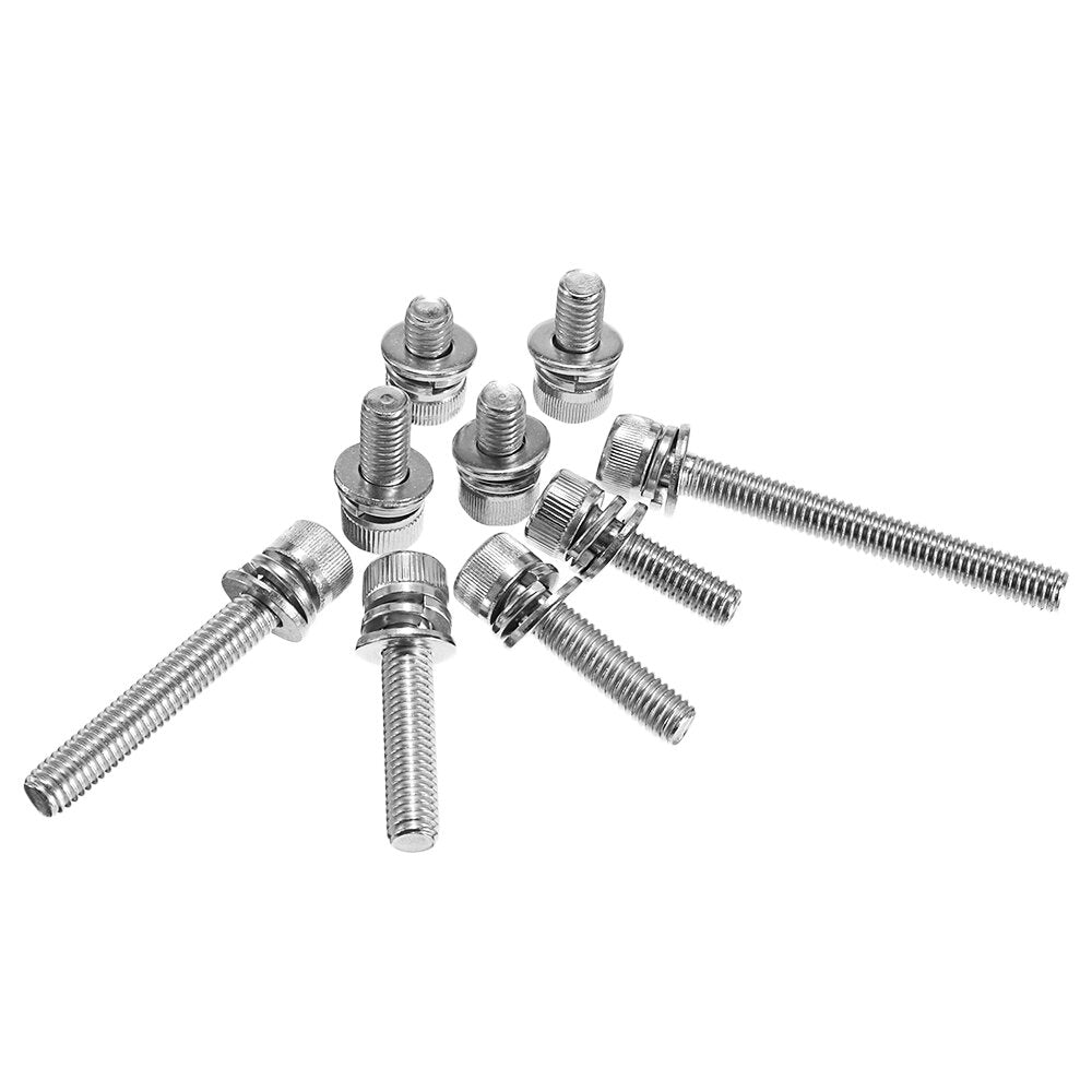 50Pcs M6 Hex Socket Knurled Cap Head Screw 304 Stainless Steel Bolt Assortment Set