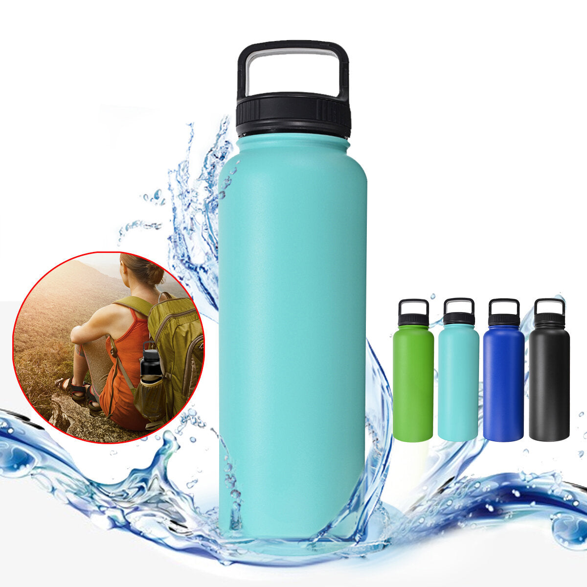 1200ML Stainless Steel Water Cup Large Capacity Outdoor Portable Keep Warm Bottle