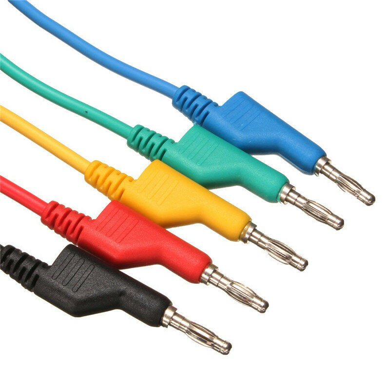 5Pcs 1M 4mm Silicone Banana Plug to Crocodile Alligator Clip Test Probe Lead Wire Cable