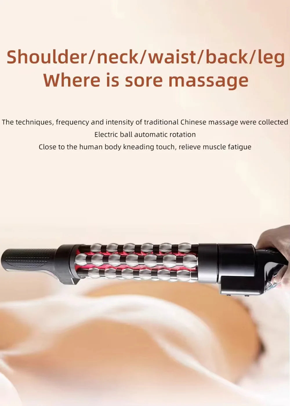 36W Heated Massage Roller with 360° Rotating Balls for Full Body, Anti-Cellulite - Red Light Therapy