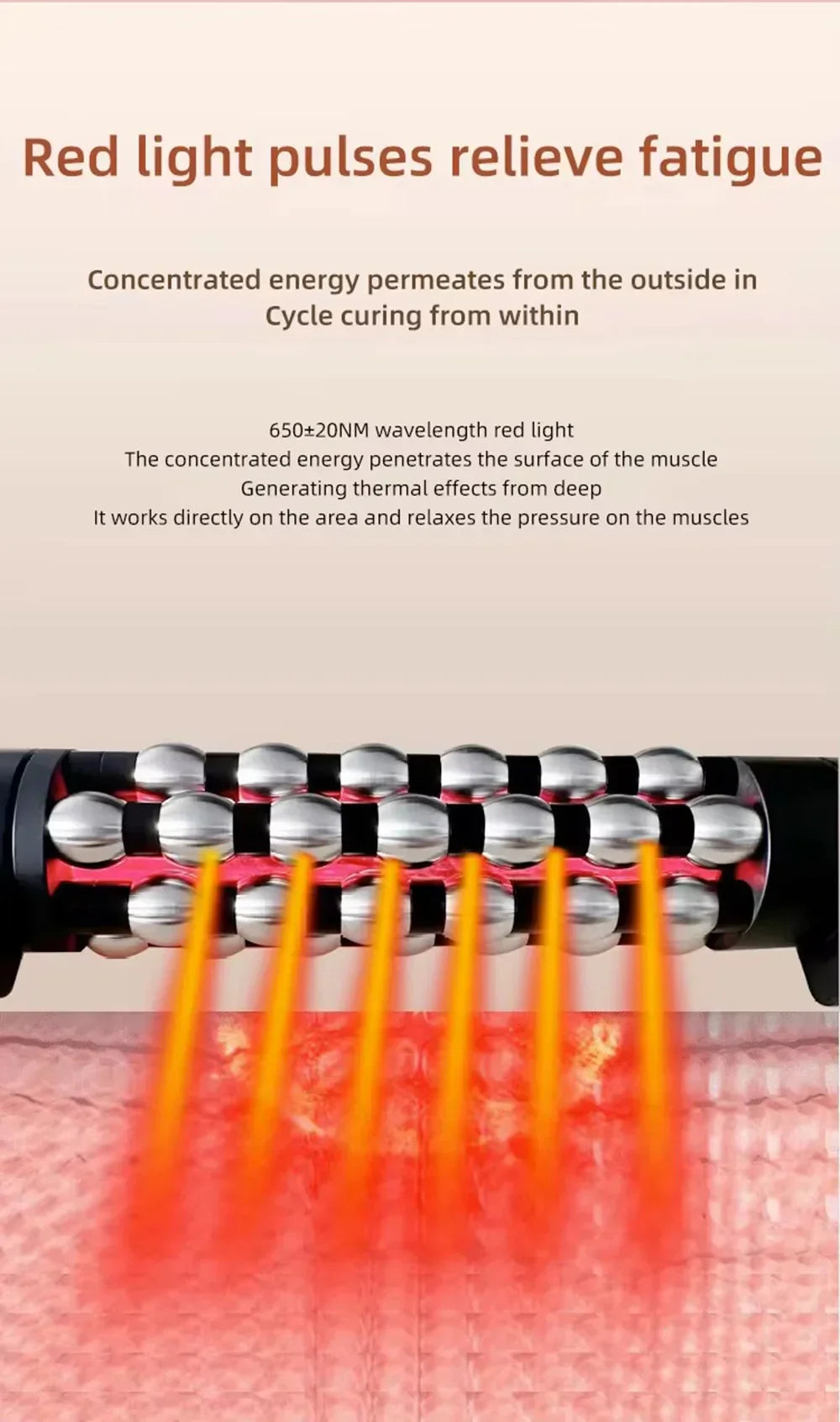 36W Heated Massage Roller with 360° Rotating Balls for Full Body, Anti-Cellulite - Red Light Therapy