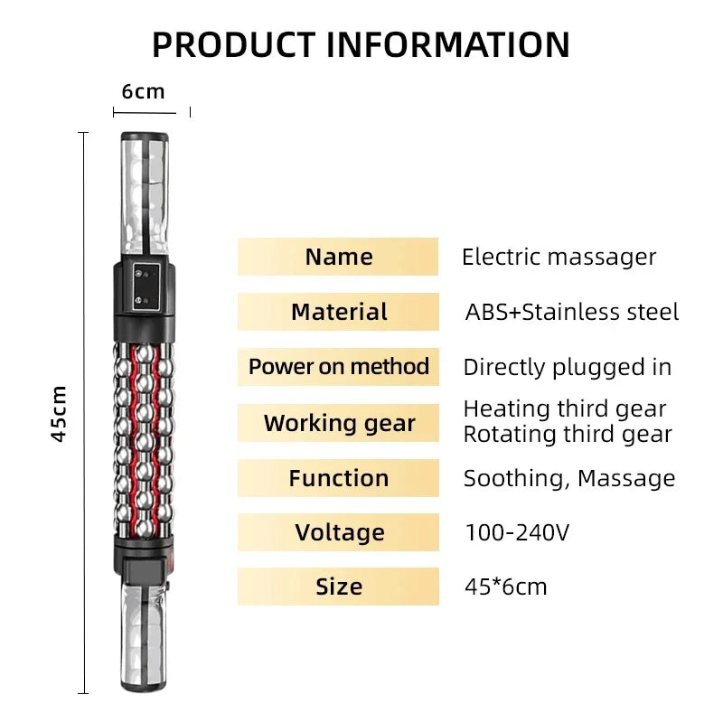 36W Heated Massage Roller with 360° Rotating Balls for Full Body, Anti-Cellulite - Red Light Therapy