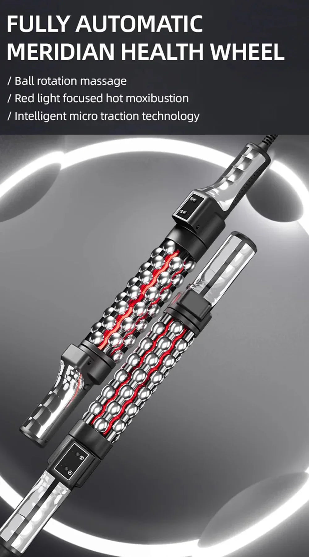 36W Heated Massage Roller with 360° Rotating Balls for Full Body, Anti-Cellulite - Red Light Therapy