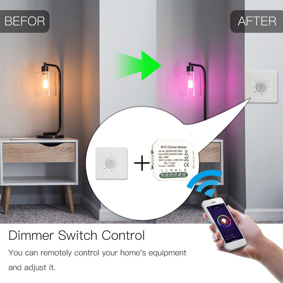 DIY Smart WiFi Light LED Dimmer Switch Smart Life/Tuya APP Remote Control 1/2/3 Way Switch Works With Alexa Echo Google Home