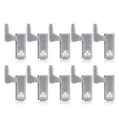 10Pcs LED Sensor Hinge Light Under Cabinet Light Cupboard Inner Hinge Lamp for Wardrobe Closet Kitchen Night Light