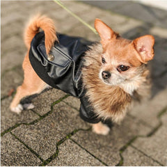 Pet Fur Collar Leather Coats Waterproof Pet Dog Winter Warm Coats Puppy Cold Weather Clothes