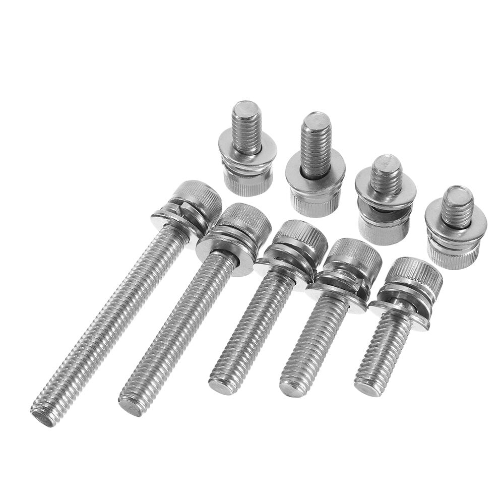 50Pcs M6 Hex Socket Knurled Cap Head Screw 304 Stainless Steel Bolt Assortment Set