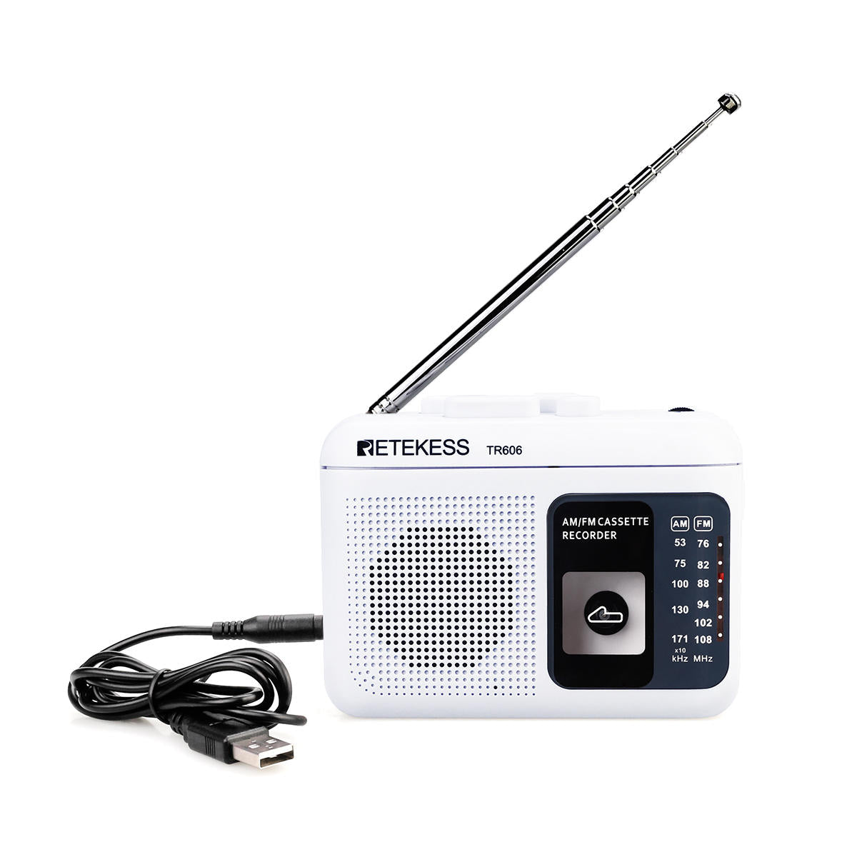 FM AM Portable Radio with Cassette Playback Voice Recorder