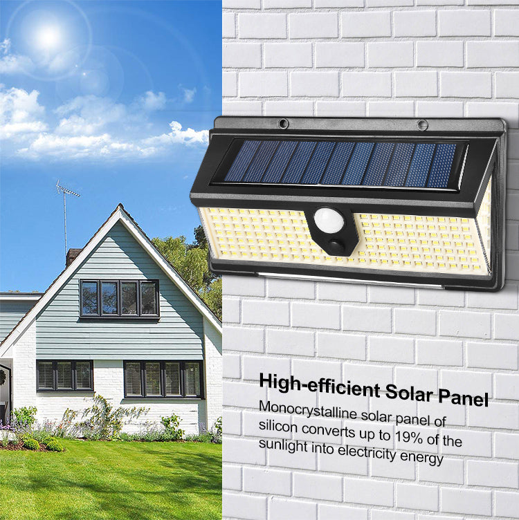 190 LED Solar Lights Outdoor Solar Lamp With PIR Motion Sensor Solar Powered Waterproof Warning light for Courtyard Garden Yard