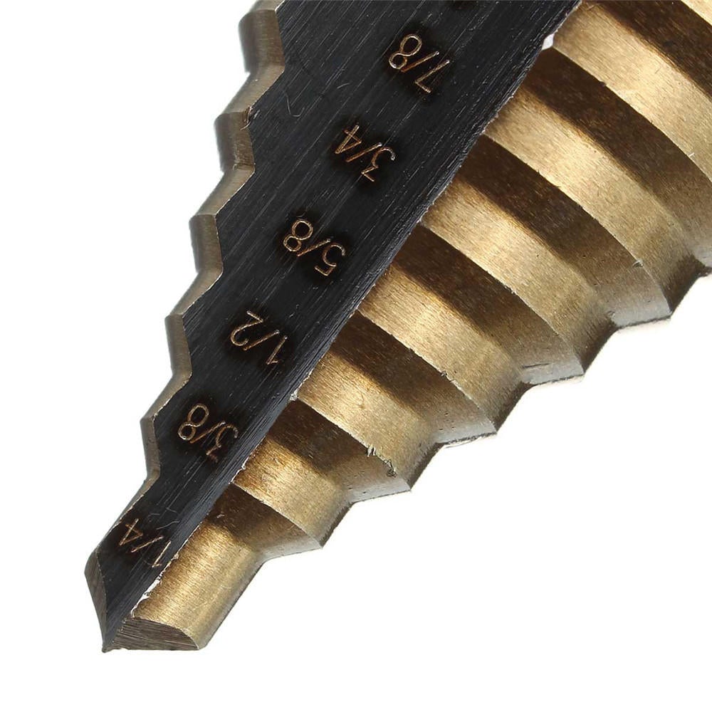 1/4 to 1-3/8 Inch HSS Cobalt Step Drill Bit Universal Shank Multiple Hole