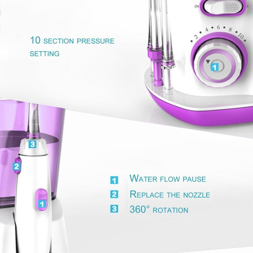 Water Dental Flosser - 800ML Oral Irrigator with 10 Adjustable Water Pressures, 5 Multifunctional Tips, IPX6 Waterproof, High Volume Reservoir for Teeth Cleaning and Gum Care