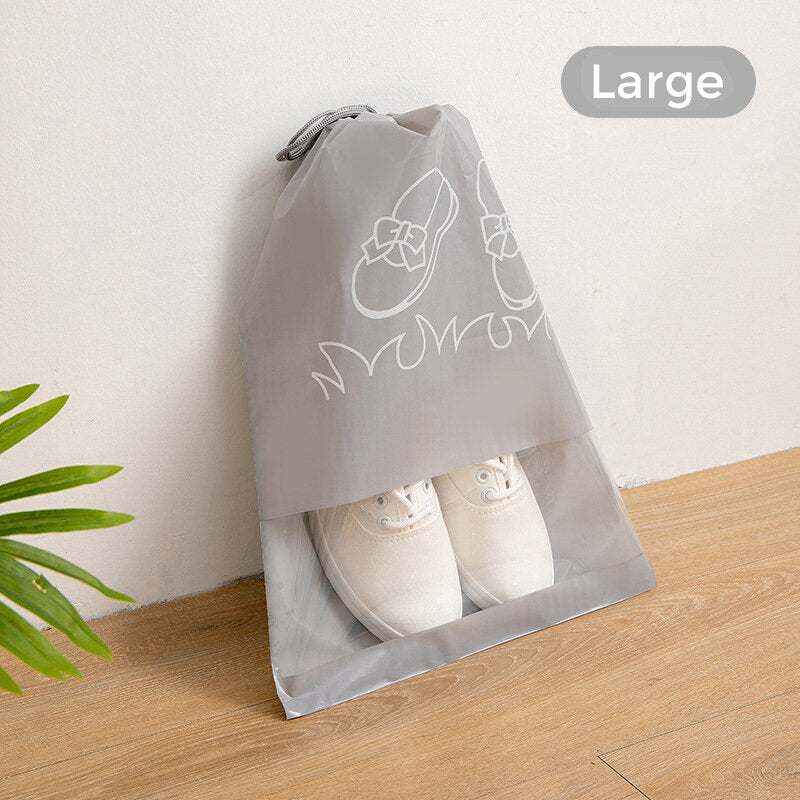 5PCS/lot Shoe Storage Bag Non-woven Waterproof Travel Portable Bag Dust-proof Drawstring Bags Transparent Closet Organizer