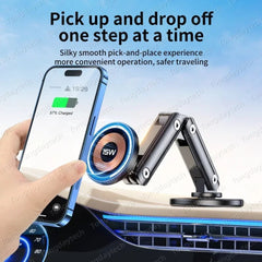 15W Magnetic Car Wireless Charger 360° Adjustable Stand for iPhone & Samsung