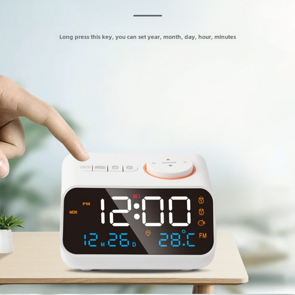 Digital FM Radio Alarm Clock with Dual Alarms, Snooze, Temperature, Date Display, and Memory Function