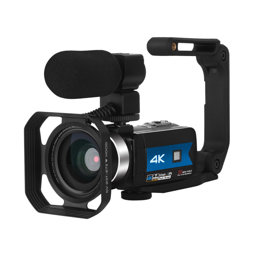 Zoom 4K Video Camera Camcorder for Youtube Live Stream Broadcast IR Night Vision 6MP 16X HD DV Video Recorder Digital Camera WiFi APP Control 5-axis Image Stabilization Anti-shake With Microphone Stabilizer Handle