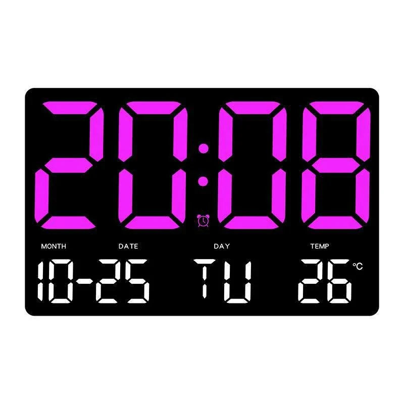 Large Digital LED Wall Clock: Remote Control, Adjustable Brightness, Temperature, Date, Week, 12/24H - Home/Office/Classroom