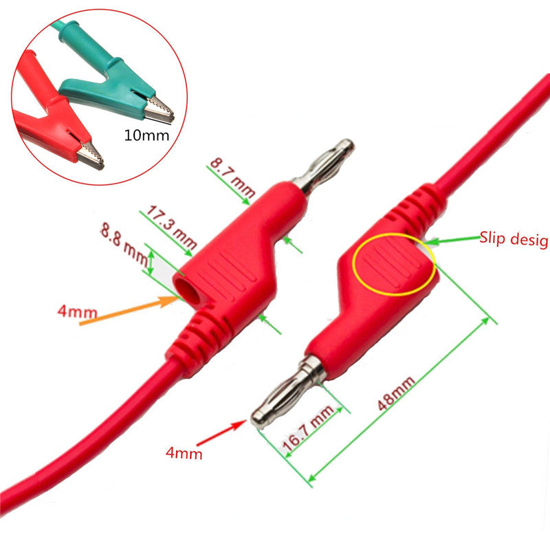 5Pcs 1M 4mm Silicone Banana Plug to Crocodile Alligator Clip Test Probe Lead Wire Cable