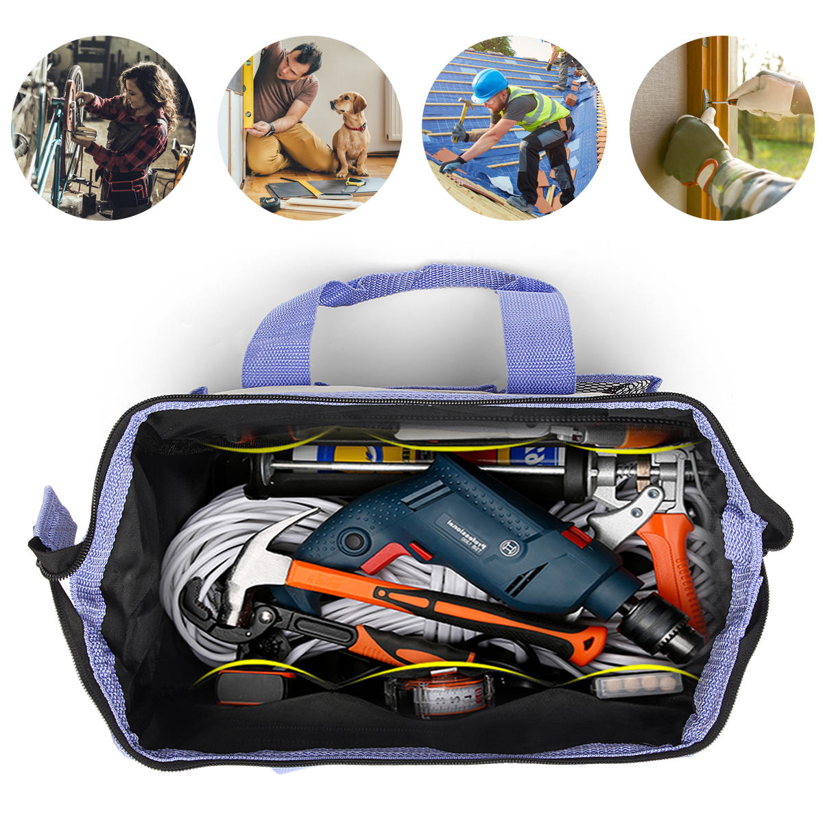 Multi-function Repair Tool Bag Canvas Fabric Electrician Pocket Storage Case Bag