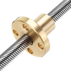 100mm T6 Lead Screw 6mm Thread 1mm Pitch Lead Screw with Flange Copper Nut