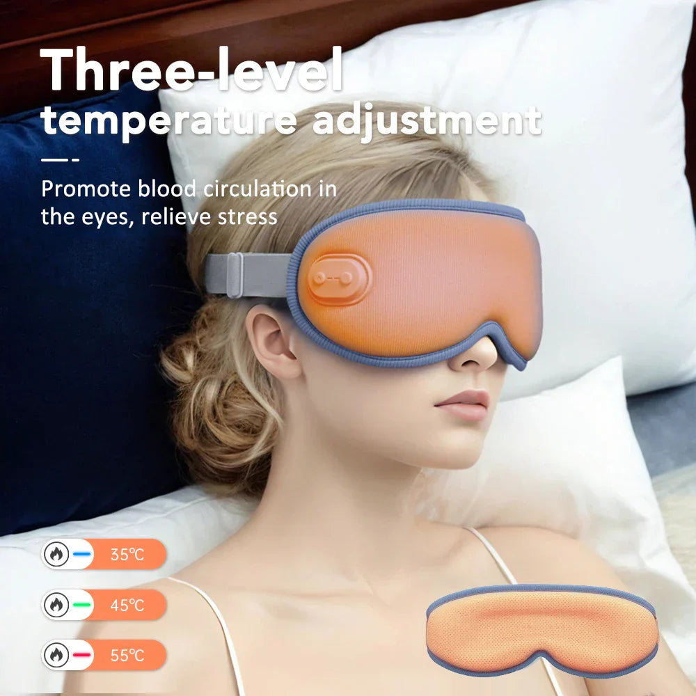 3D Electric Steam Eye Mask with Hot Compress, Smart Timing, Sleep Shade, Relieves Eye Fatigue