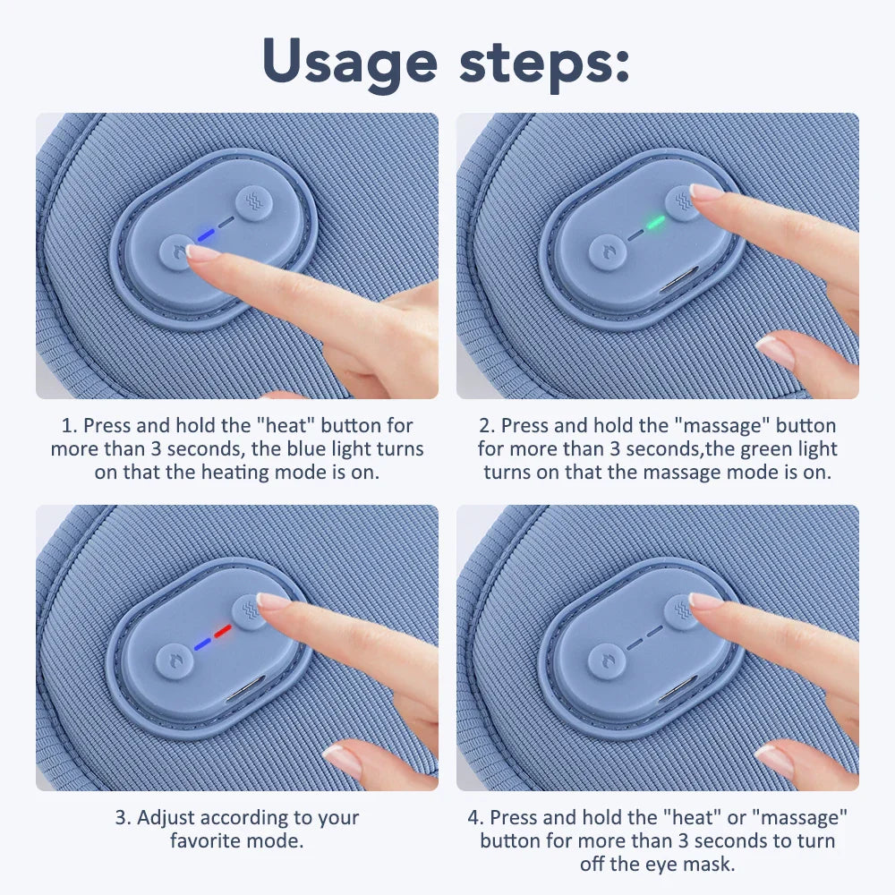 3D Electric Steam Eye Mask with Hot Compress, Smart Timing, Sleep Shade, Relieves Eye Fatigue