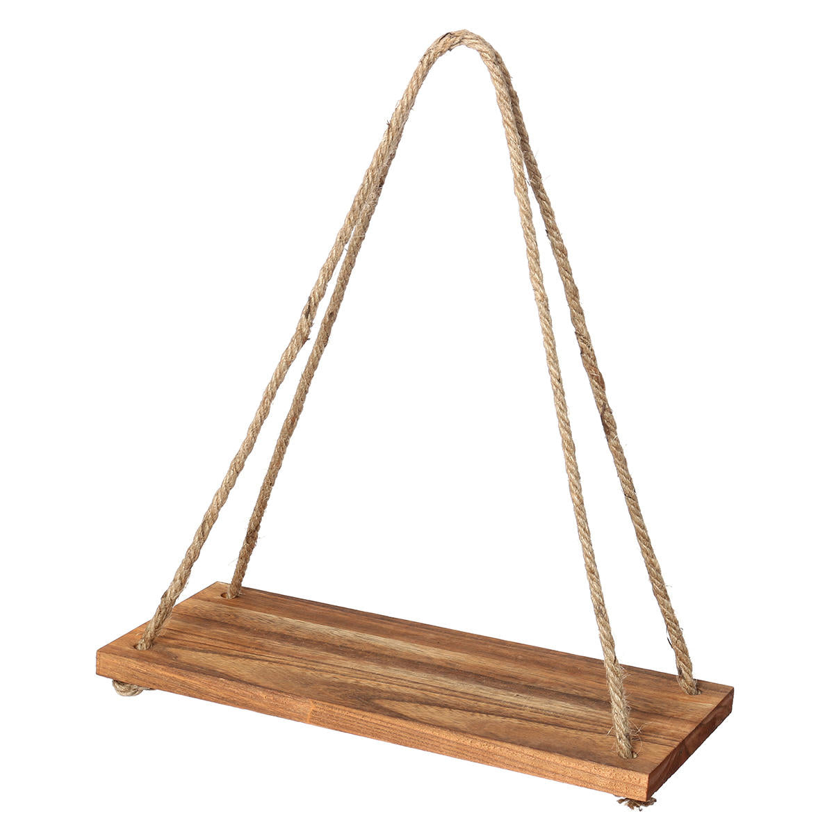 1/2/3Tier Wooden Wall Mounted Rope Floating Storage Shelf Kitchen Rack Hanging Shelves Holder