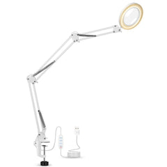 Welding Magnifying Glass LED Table Desk Lamp Three-Section Folding Handle Magnifier for Nail Repair Lighting Read