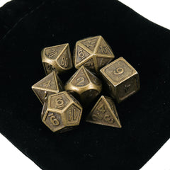 7pcs Embossed Heavy Metal Polyhedral Dices RPG Multisided Dices Set With Bag