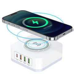 Fast Wireless Charger 30W PD3.0, 18W QC3.0, Dual USB-A, EU Plug for iPhone 14 Pro Max, Samsung S22, P50