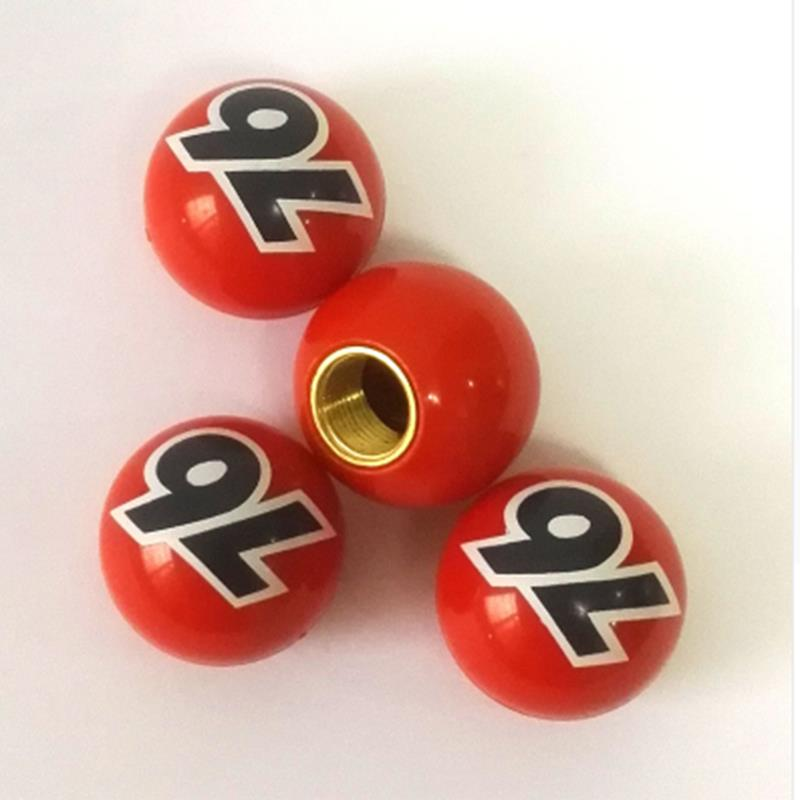 Sport Cycling 4pcs Number 76 Plastic Red Universal Tyre Tire Air Valve Stem Dust Caps Cover For Bike