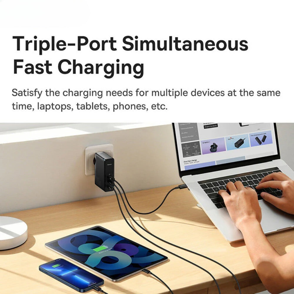 GaN5 Pro 140W 3-Port USB PD Charger Fast Charging Adapter with 240W Type-C Cable