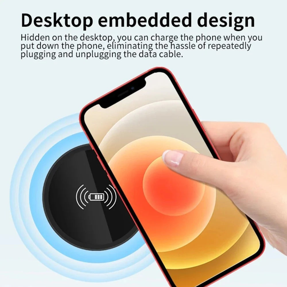 15W Built-in Desktop Wireless Charger for QI, iPhone 13/12, Galaxy S22/S20U