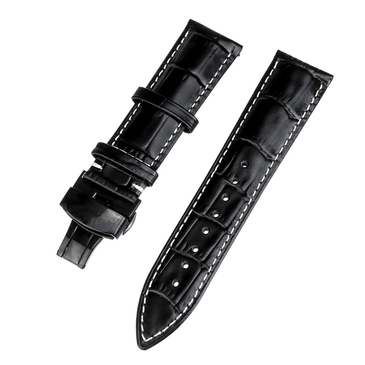 22mm Genuine Leather Watch Band Strap Kit Butterfly Deployment Clasp
