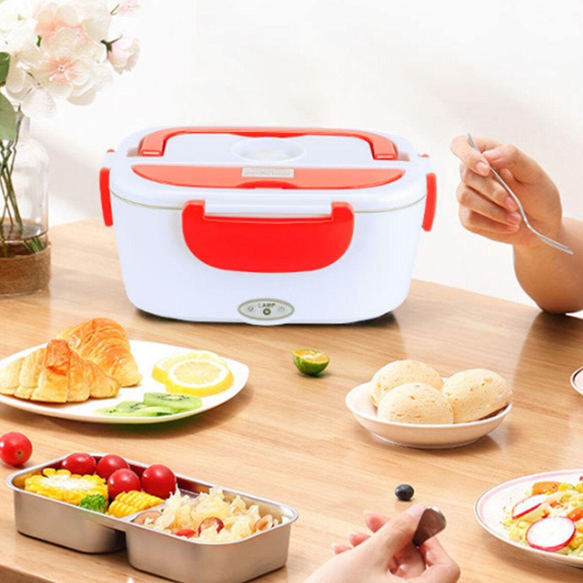 110V Portable Heating Lunch Box Thermostat Food Warmer Container Mini Rice Cooker