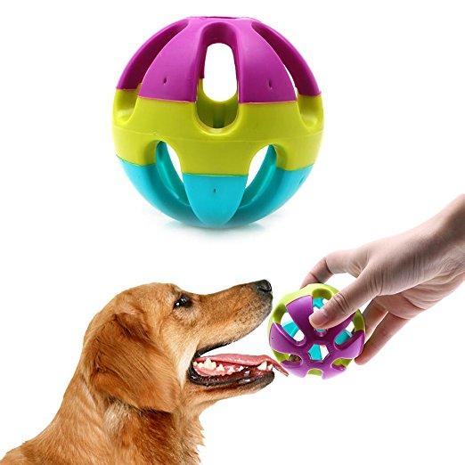 ABS Plastic Dog Toy Happy Jingle Bell Ball Chewing Ball Funny Pet Interactive Fetch Play